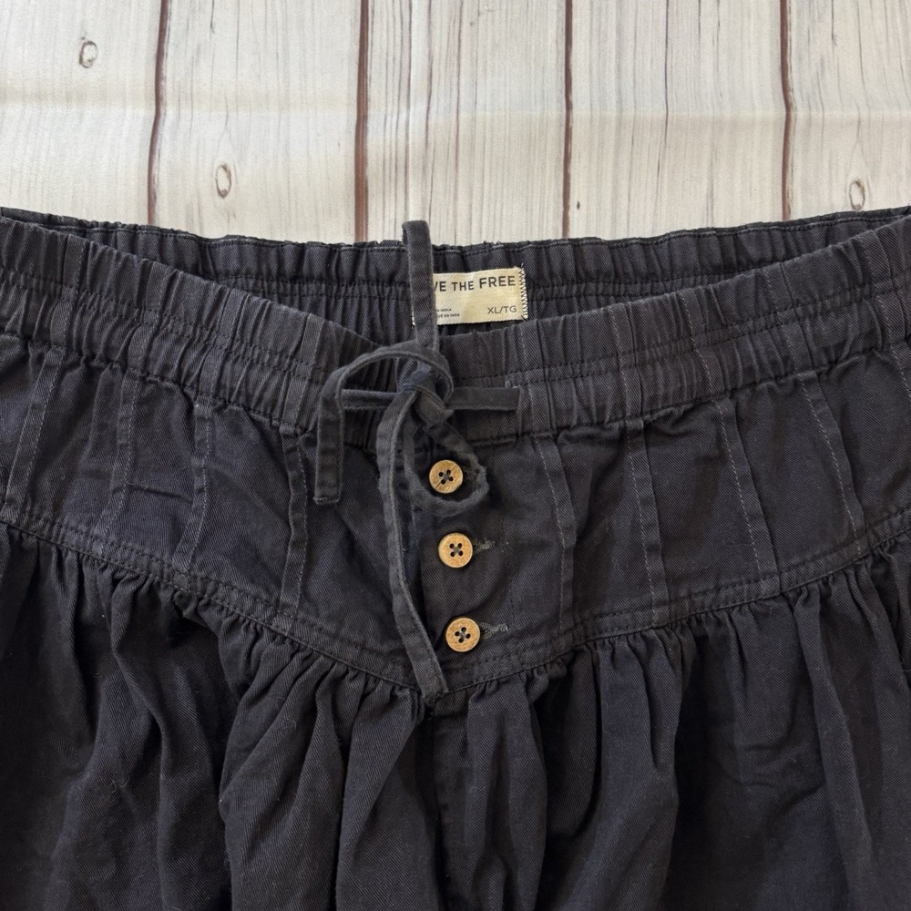 Free People We The Free Roselle Black Mini Skirt Boho Tiered Cotton XL Women's - Picture 2 of 6
